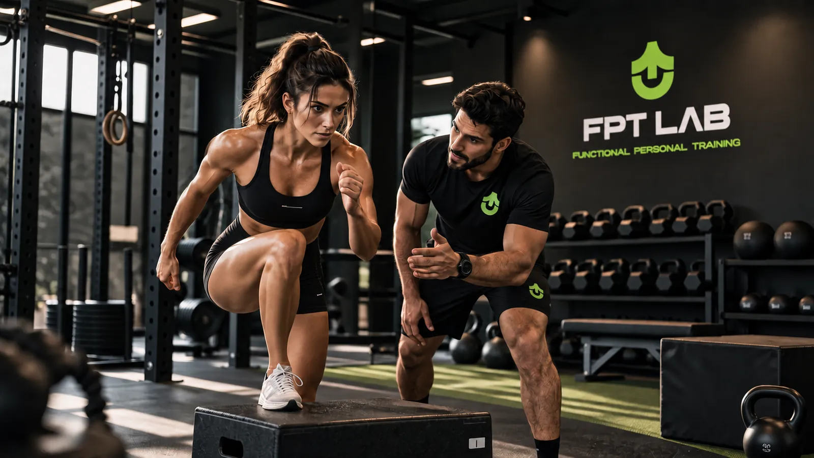 Personal trainer FPT Lab segue una cliente durante l'allenamento one-to-one a Mugnano di Napoli